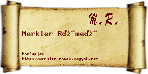Merkler Rómeó névjegykártya